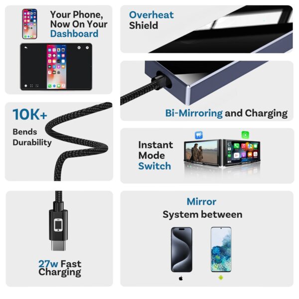 Telefono ekrano atvaizdavimo modulis per USB kabelį CA450 - Image 10