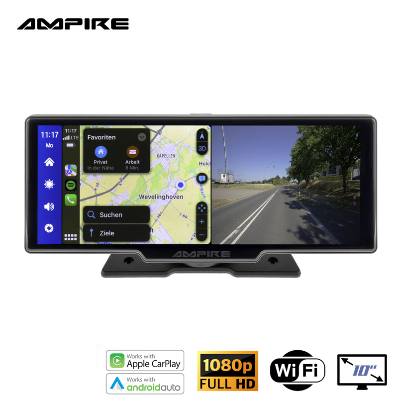 AMPIRE išmaniojo telefono monitorius 25,4 cm (10 colių) su dviguba AHD vaizdo kamera ir galinės vaizdo kamers funkcija CPM101 - Image 6