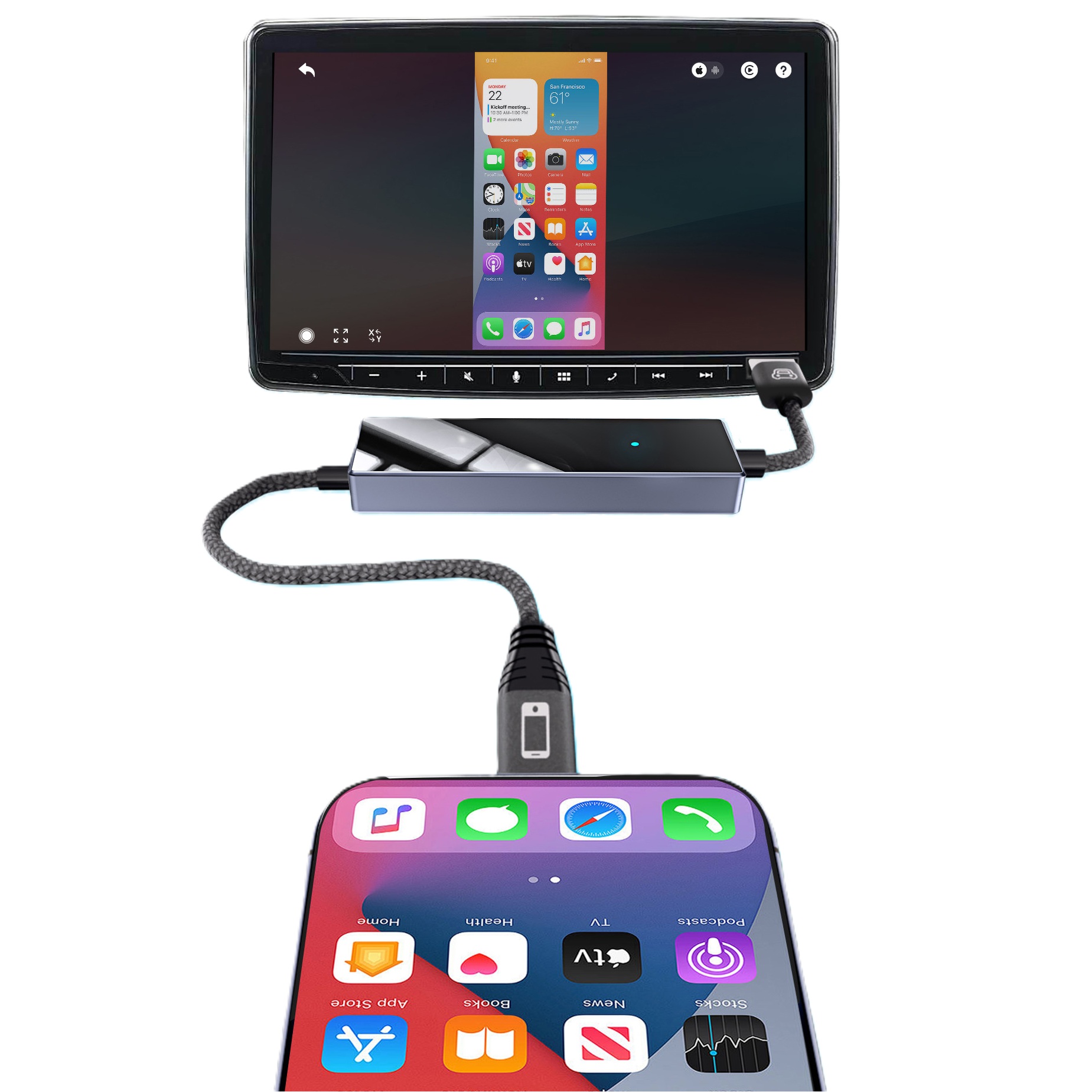 Telefono ekrano atvaizdavimo modulis per USB kabelį CA450 - Image 9
