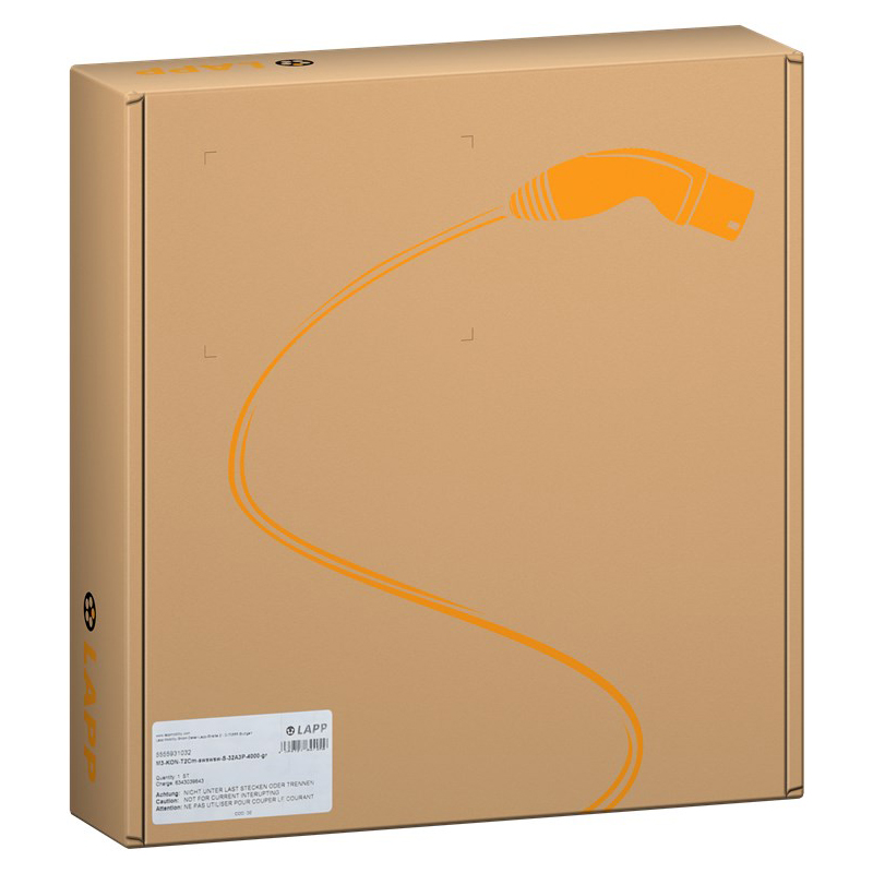 LAPP Type 2 spiralinis įkrovimo kabelis, iki 11 kW, 5 m, oranžinis - Image 3